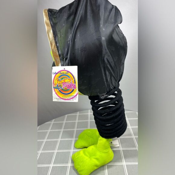 Vtg 90s Nanco Slinky Pets Neon Green Alien Big Head Large 17” - 27” Long Plush - Picture 14 of 16